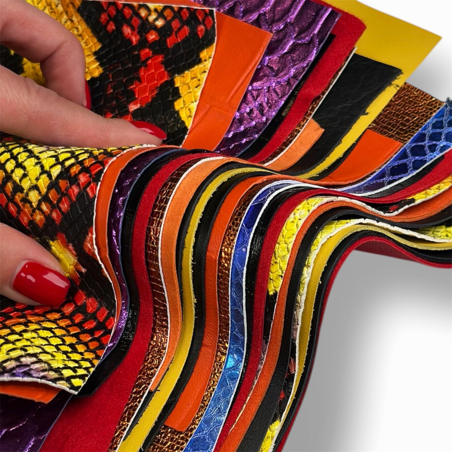 Crazy Snake Print Mix Limited Leather Remnant Packs 0.8-1.3mm/2-3.25oz