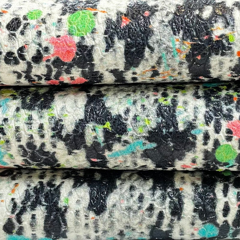 Colorful Snake Print Lambskin Leather 1.0mm/2.5oz / SPLASHED SNAKE 1331