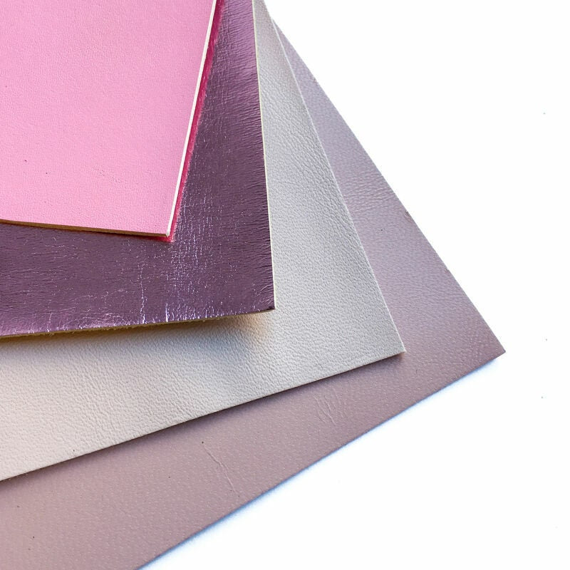 Light Pink Set 5x5 inches / 4 Genuine Leather Pieces 12x12 cm
