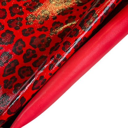 Red Chruncy Patent Lambskin With Leopard Print 0.6-0.7mm/1.25-1.75oz / RED LEO 1448