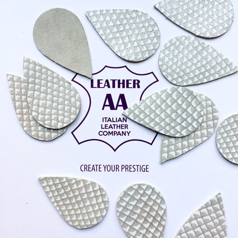 4 pcs Leather Earring Teardrop Blanks Silver & White