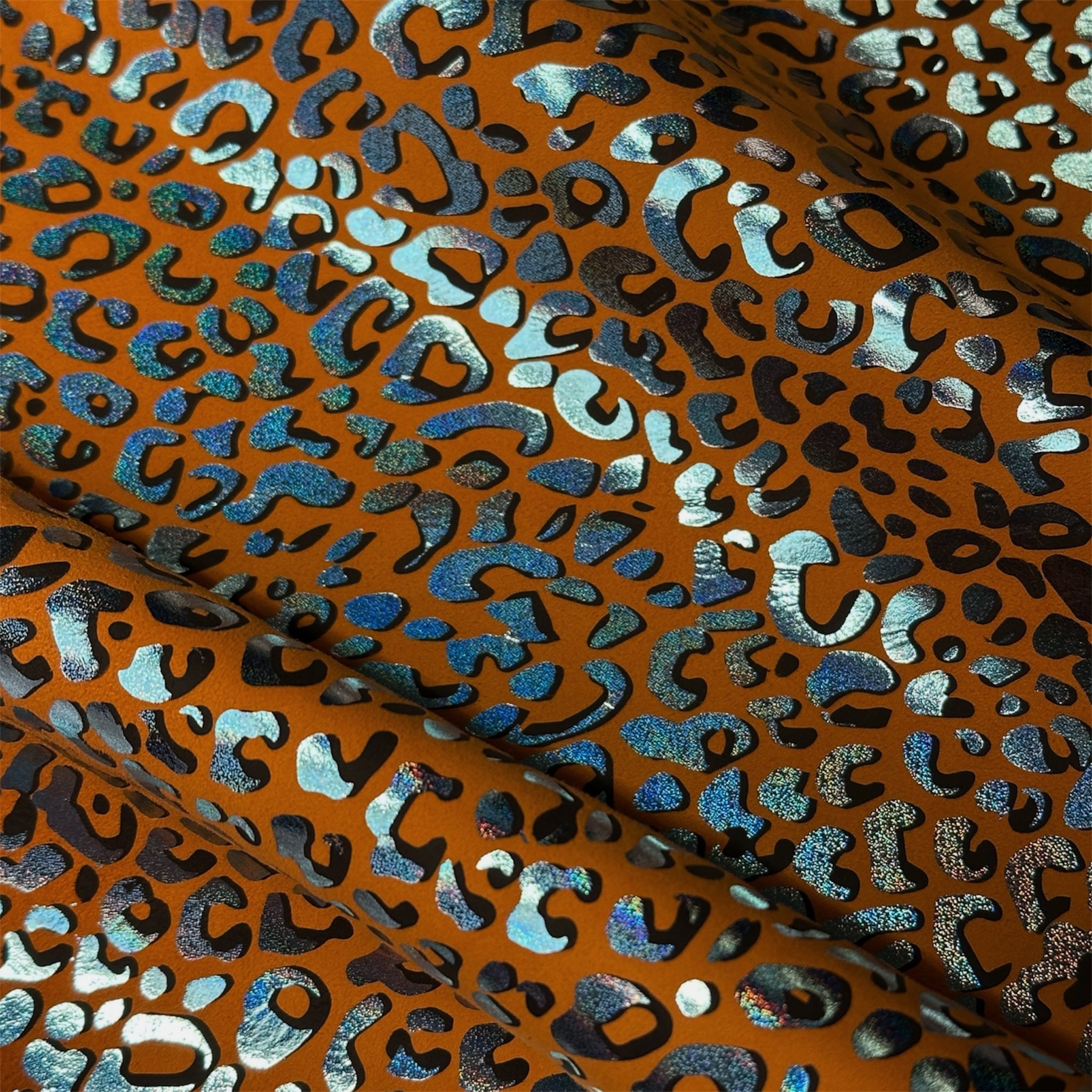 Orange Suede Lambskin With Leopard Print 0.9mm/2.25oz ORANGE LEO 1550