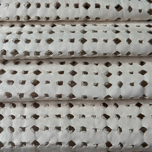 White Lambskin With Perforated Laser-Cut 1 - 1.1mm/2.5-2.75oz Soft White 1542