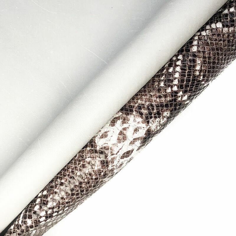 Shiny Snakeskin Print Lambskin Leather 0.9mm/2.25oz / BROWN WHITE SNAKE 981