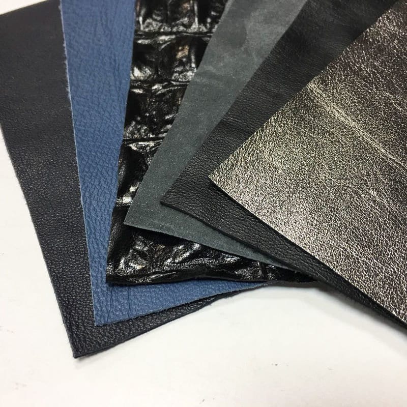Six Leather pcs 5x5in - Blue, Black Embossed, Metallic Silver, Gray Suede