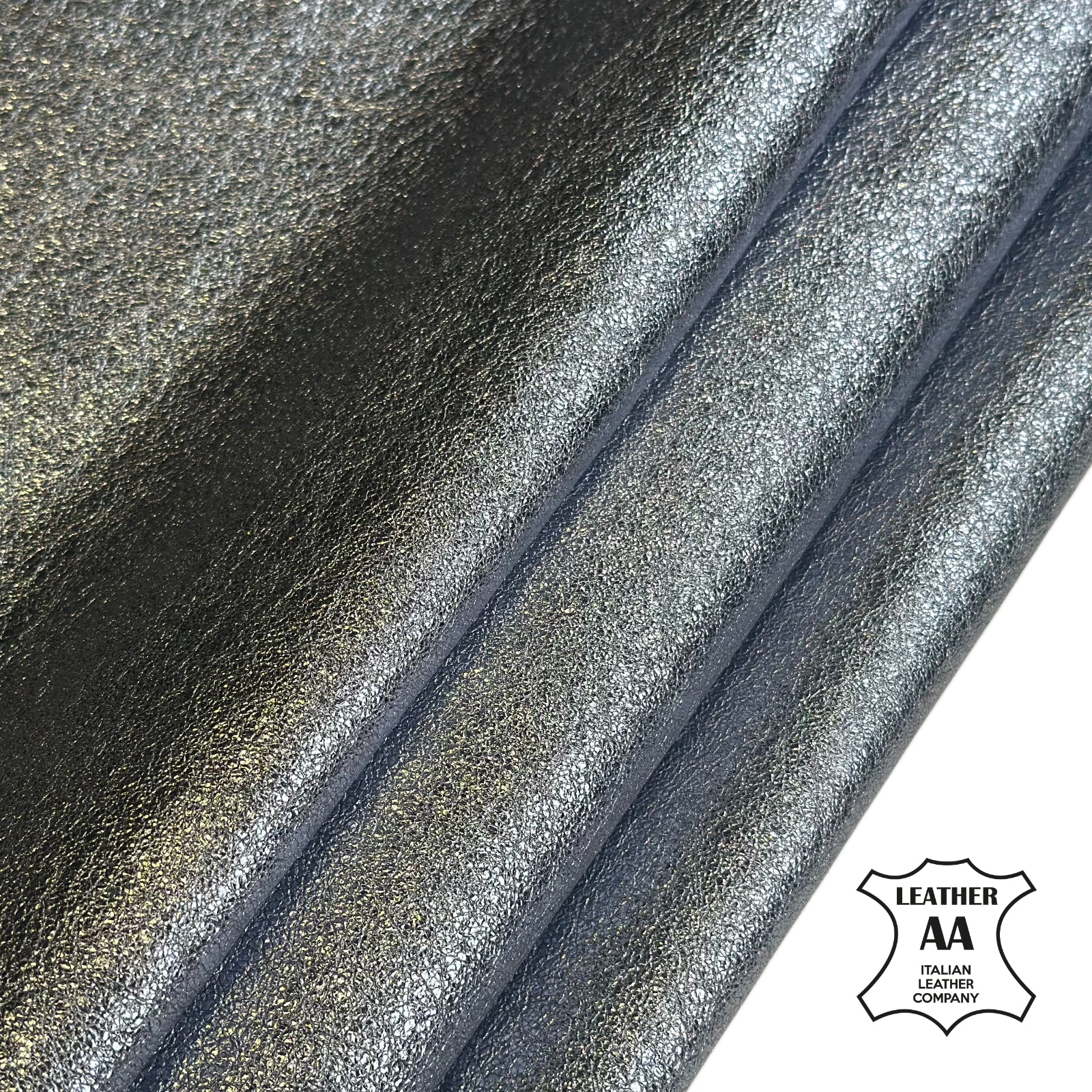 Blue Silver Crunch Metallic Lambskin Leather 1mm//2.5oz Cosmo 1692
