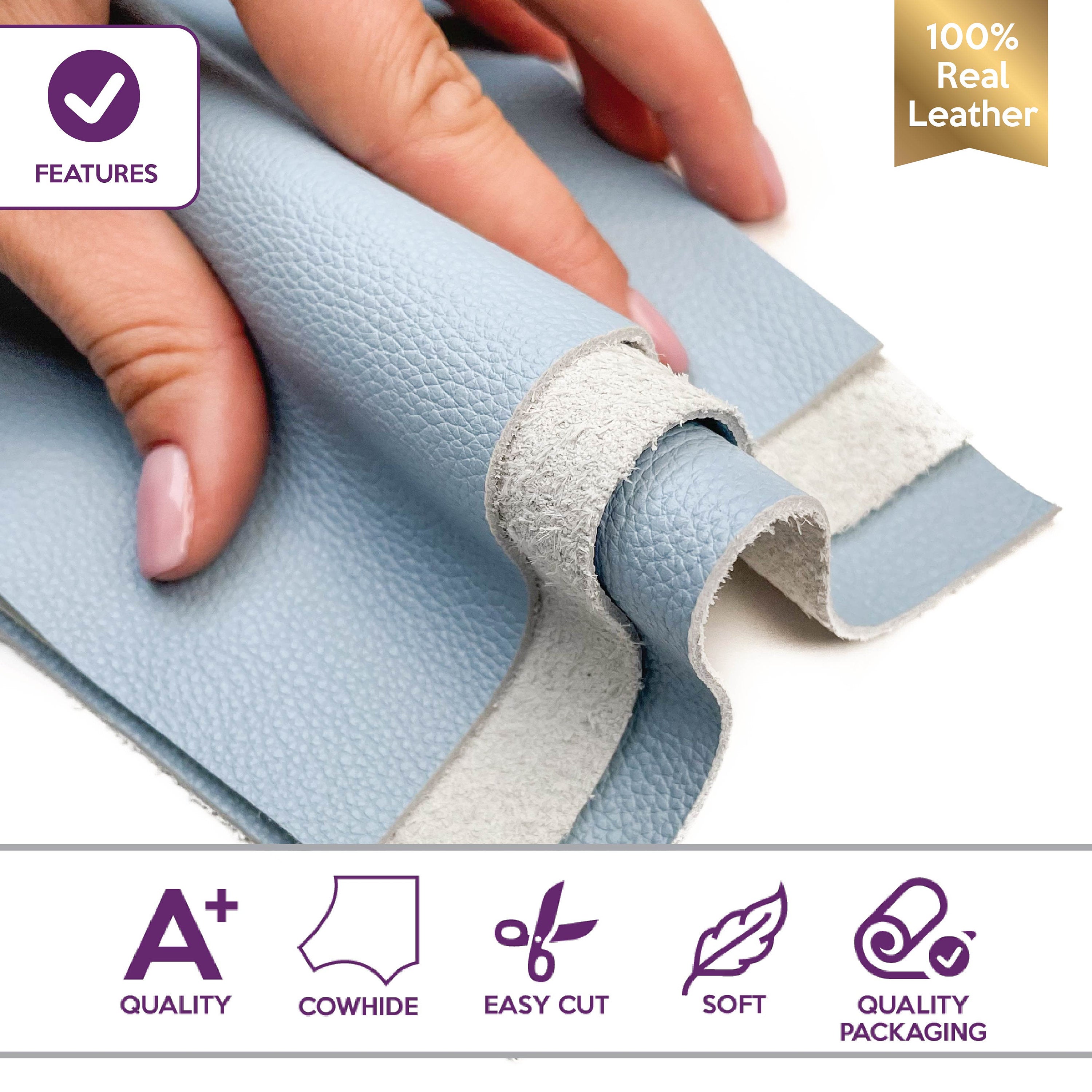 Blue Calfskin Sheets 1.2mm/3oz / BABY BLUE COW 1397