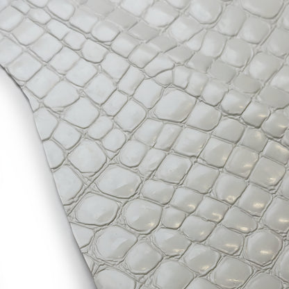 White Patent Lambskin With Crocodile Print 1.1-1.2mm WHITE CROCO 1589
