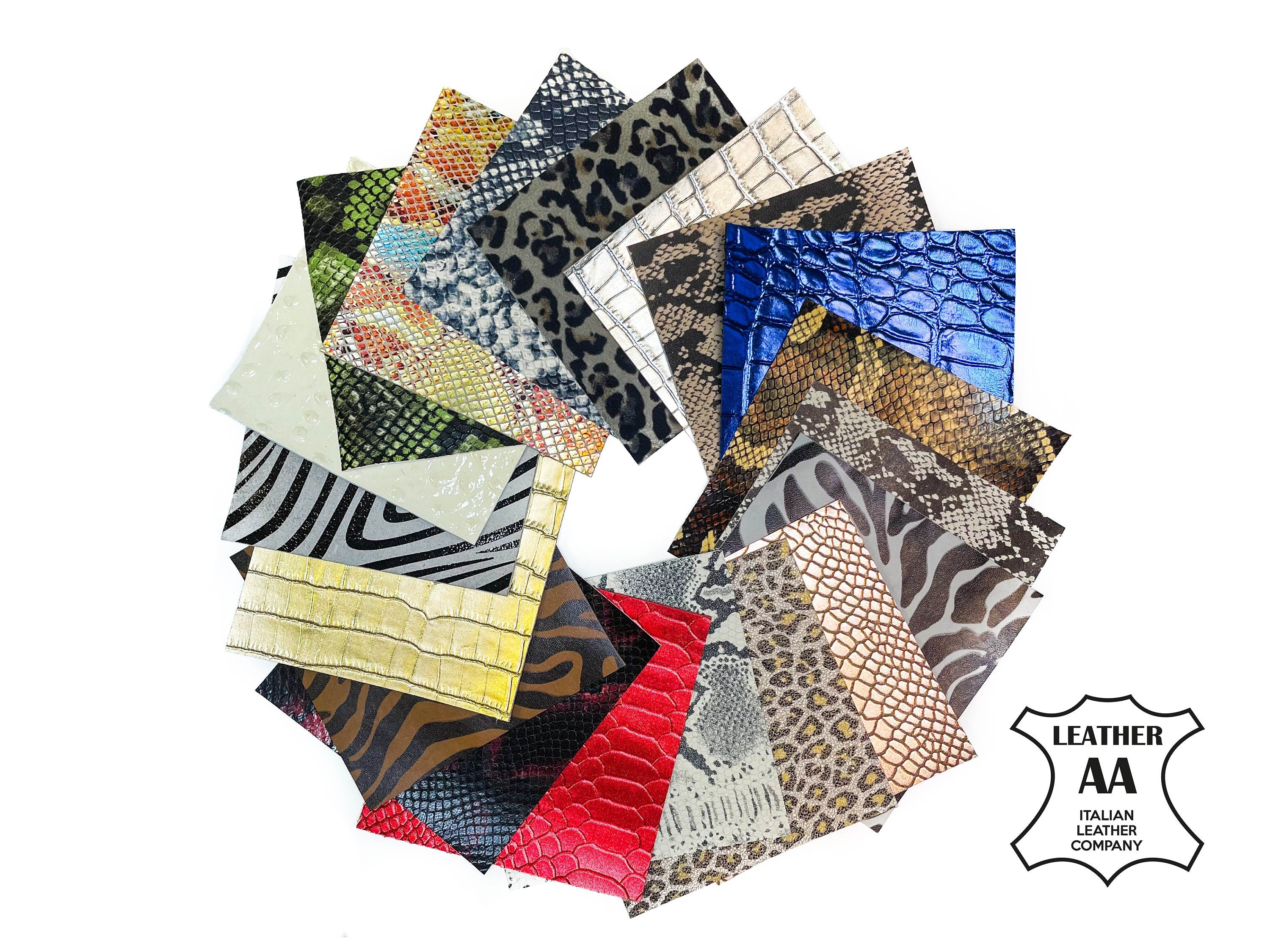 Safari Set Mix 6x6in Genuine Animal Print Leather Five Pieces