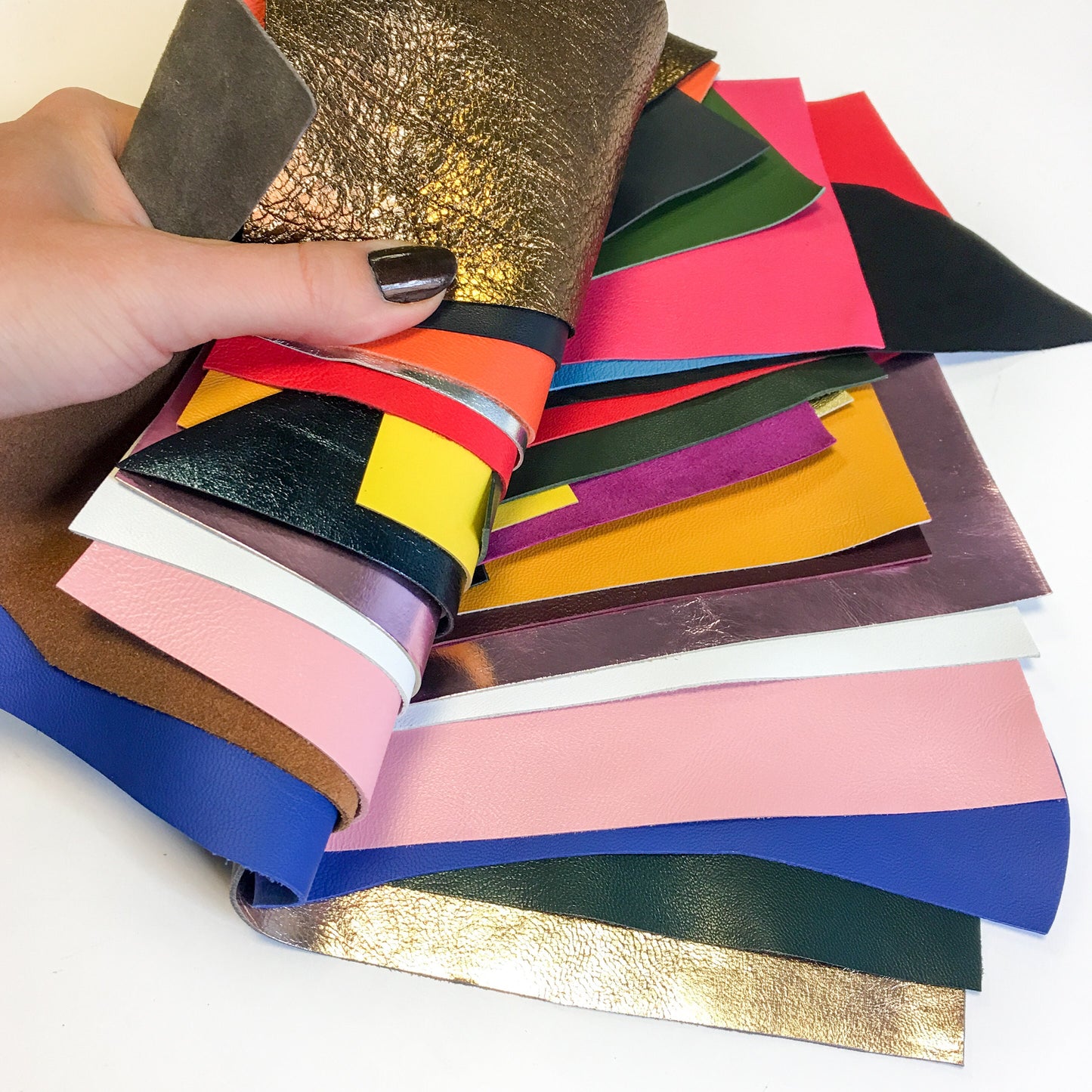 MIX Leather Scraps Colorful Lambskin Calf Fabric  DIY Renmants