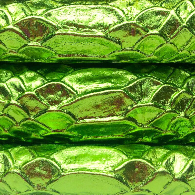 Green Metallic Lambskin With Snake Print  VERDE SNAKE 1033 1.0mm/2.5oz