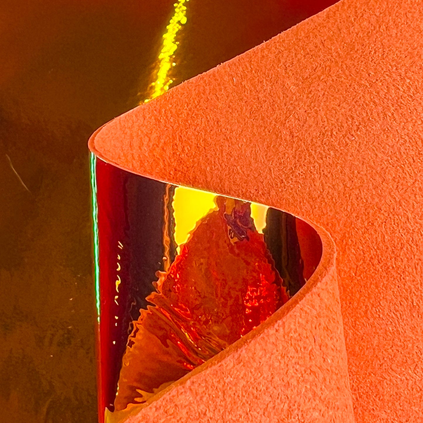 Bright Orange Holographic Lambskin 0.9-1mm/2.25-1.5oz ORANGE HOLO 1513