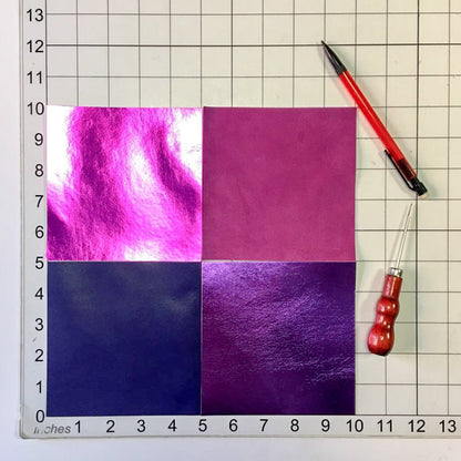 Neon Purple Shades Lambskin Sheets 4 Purple Metallic 5x5 inch Pieces