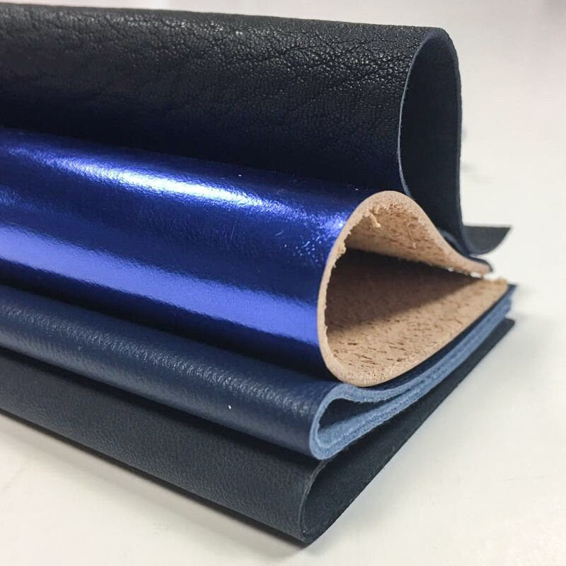 Mix Of Blue 5x5in - Navy, Metallic, Textured 4pcs Leather Scrap