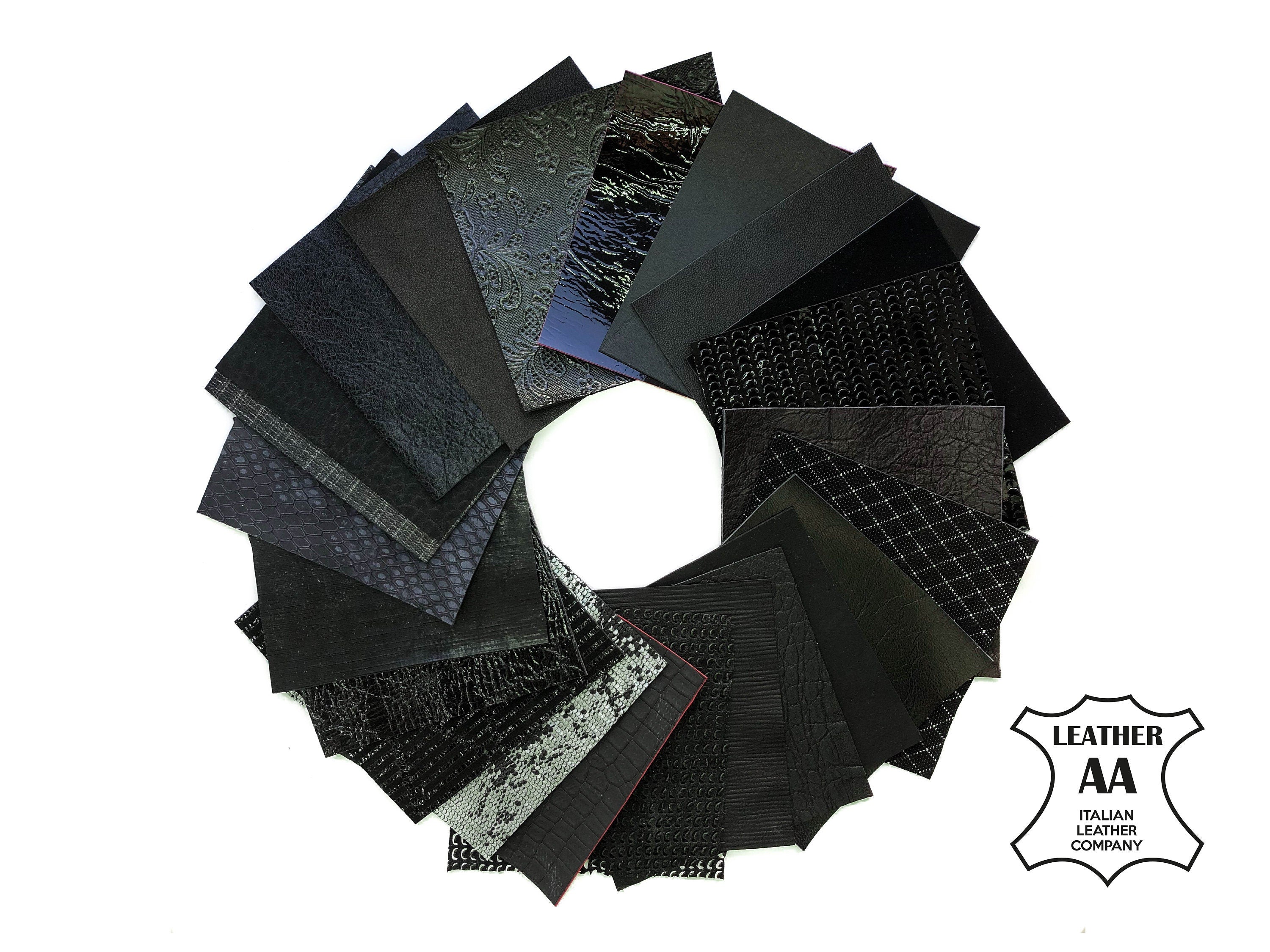 Mix Of Black 5x5in Genuine Leather Scraps 4 or 8 Pieces