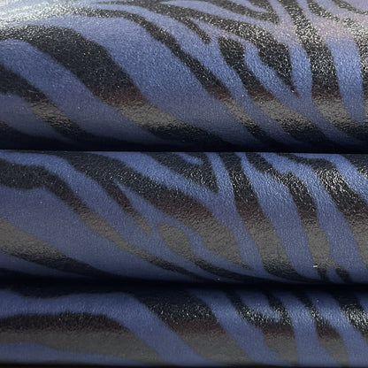 Soft Blue Zebra Print Lambskin 0.7-1.2mm/1.75-3oz / BLUE ZEBRA 1446