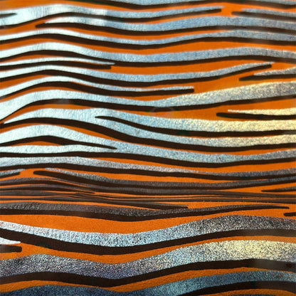 Orange Suede Lambskin With Silver And Black Zebra Print 0.9-1mm/2.25-2.5oz ORANGE ZEBRA 1547