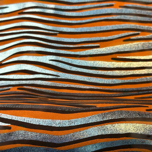 Orange Suede Lambskin With Silver And Black Zebra Print 0.9-1mm/2.25-2.5oz ORANGE ZEBRA 1547