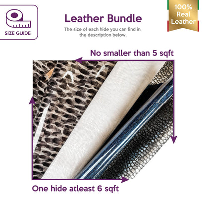 Exclusive Patent Printed Animal Embossed Metallic Lambskin Bundle of 4 Hides 0.9-1.1mm/2.25-2.75oz