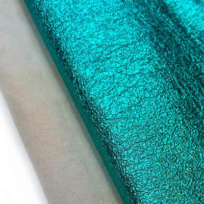 Greenish-blue Hue Metallic Lambskin Leather 1mm/2.5oz Iridescent 1616