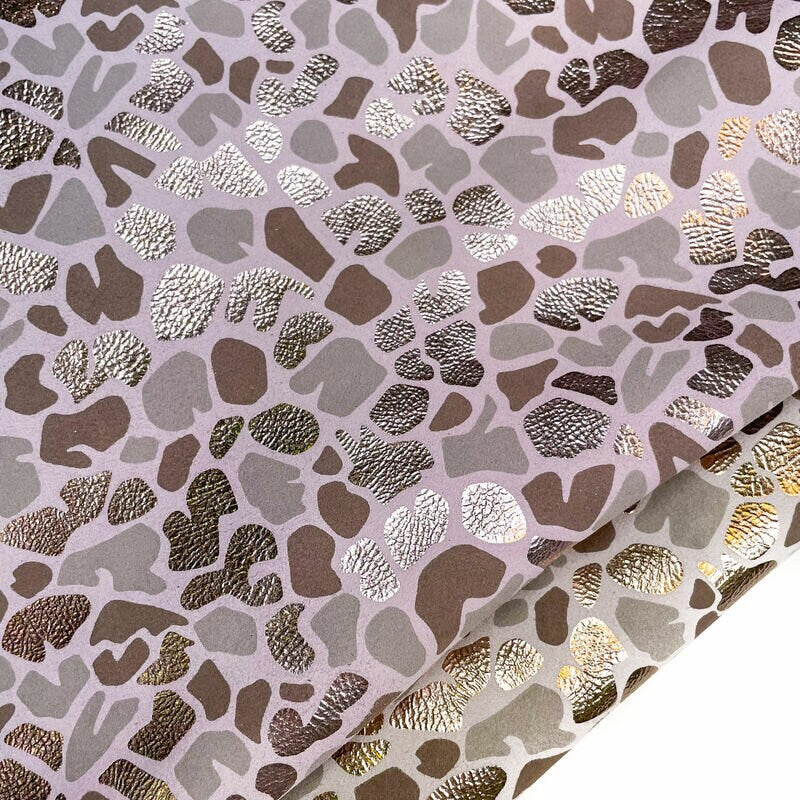 Beige & Pink Animal Print Suede Velour / ANIME ANIMAL 1274, 2.25 oz