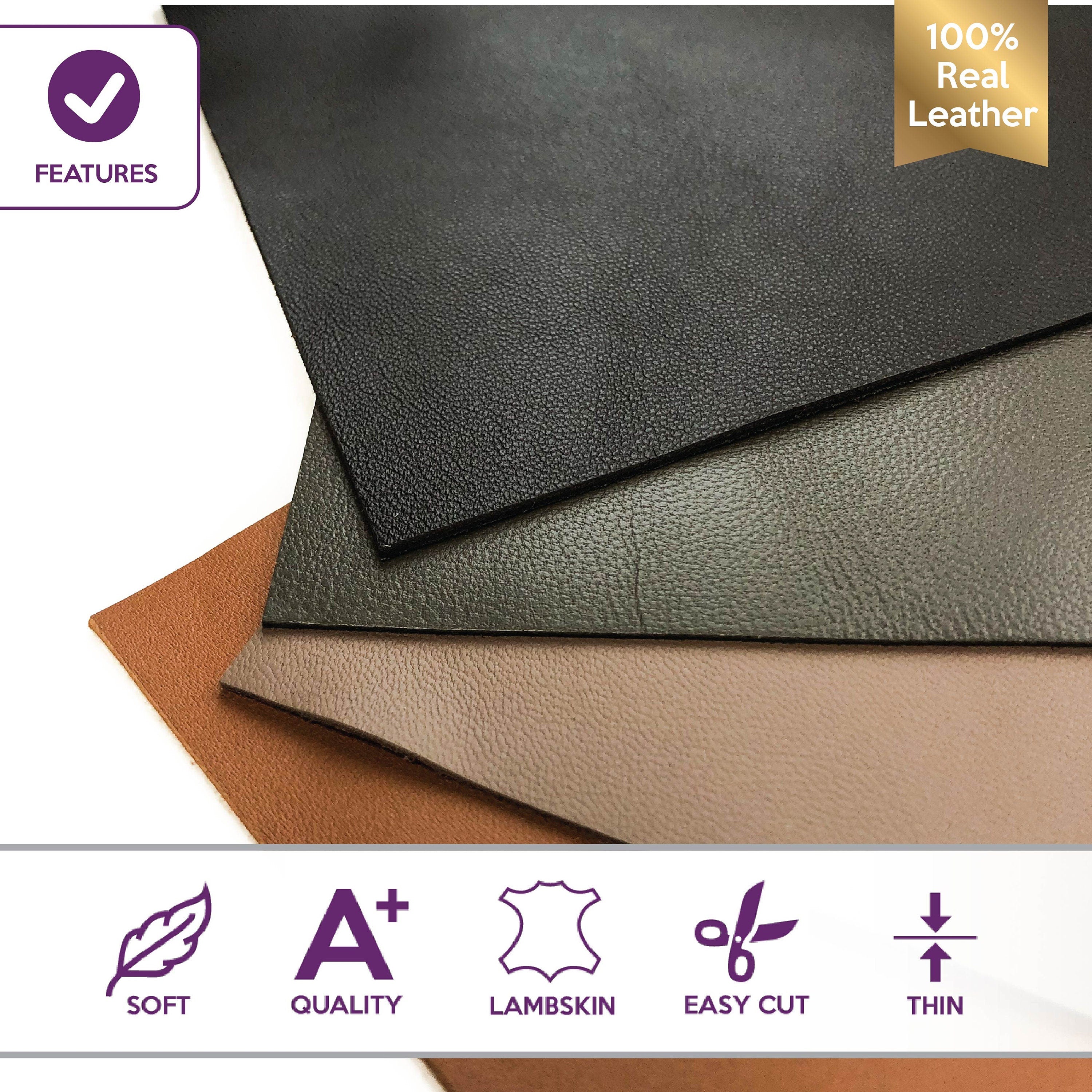 Classic Brown Leather Set 5x5in Four Genuine Leather Pieces