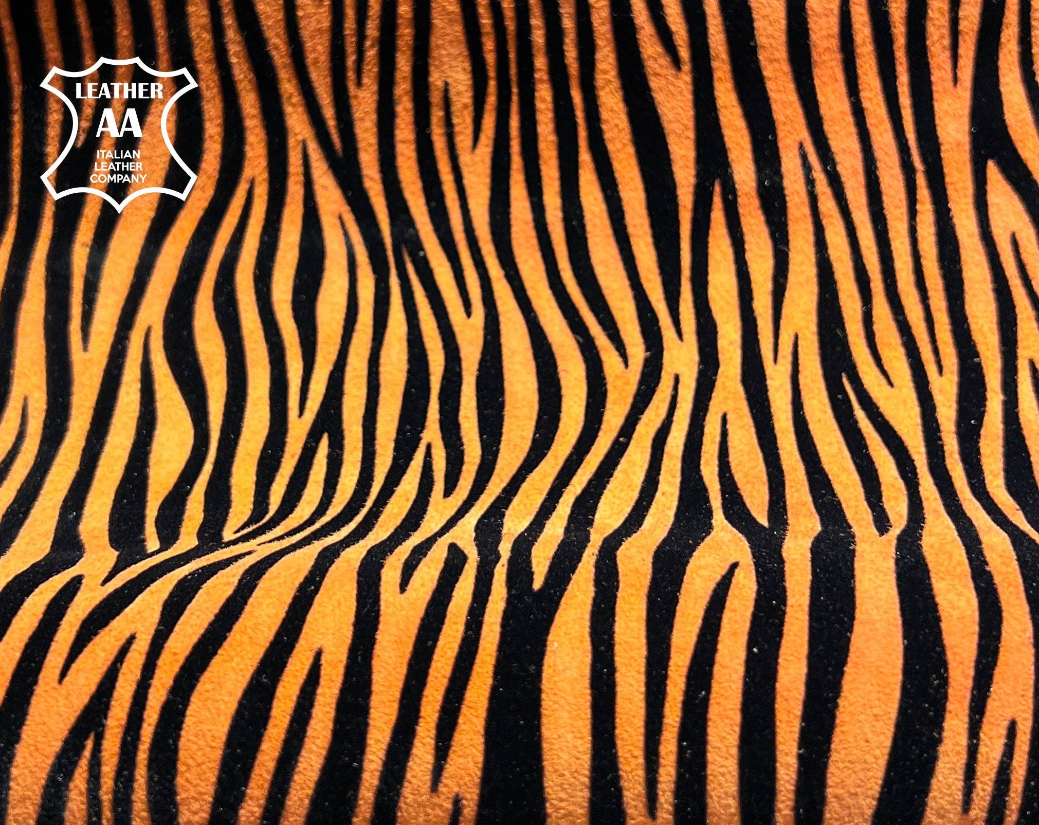 Orange Zebra Lambskin Suede With Zebra Print 0.8-1.2mm/2-3oz