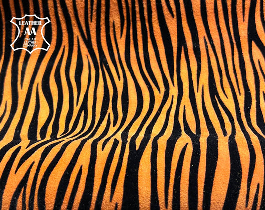 Orange Zebra Lambskin Suede With Zebra Print 0.8-1.2mm/2-3oz