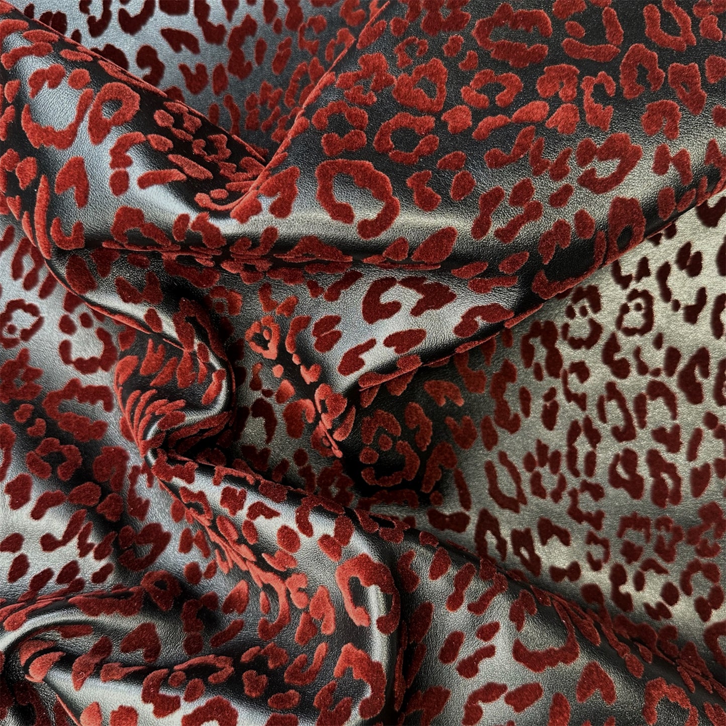 Red Velvet Leopard Print Lambskin  0.9-1mm // 2.25 - 2.5oz VELVET LEO 1546