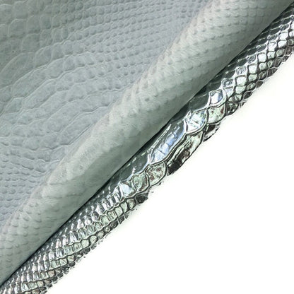 Metallic Light Silver Lambskin With Snake Print 0.9mm/2.25oz LIGHT SILVER SNAKE 897