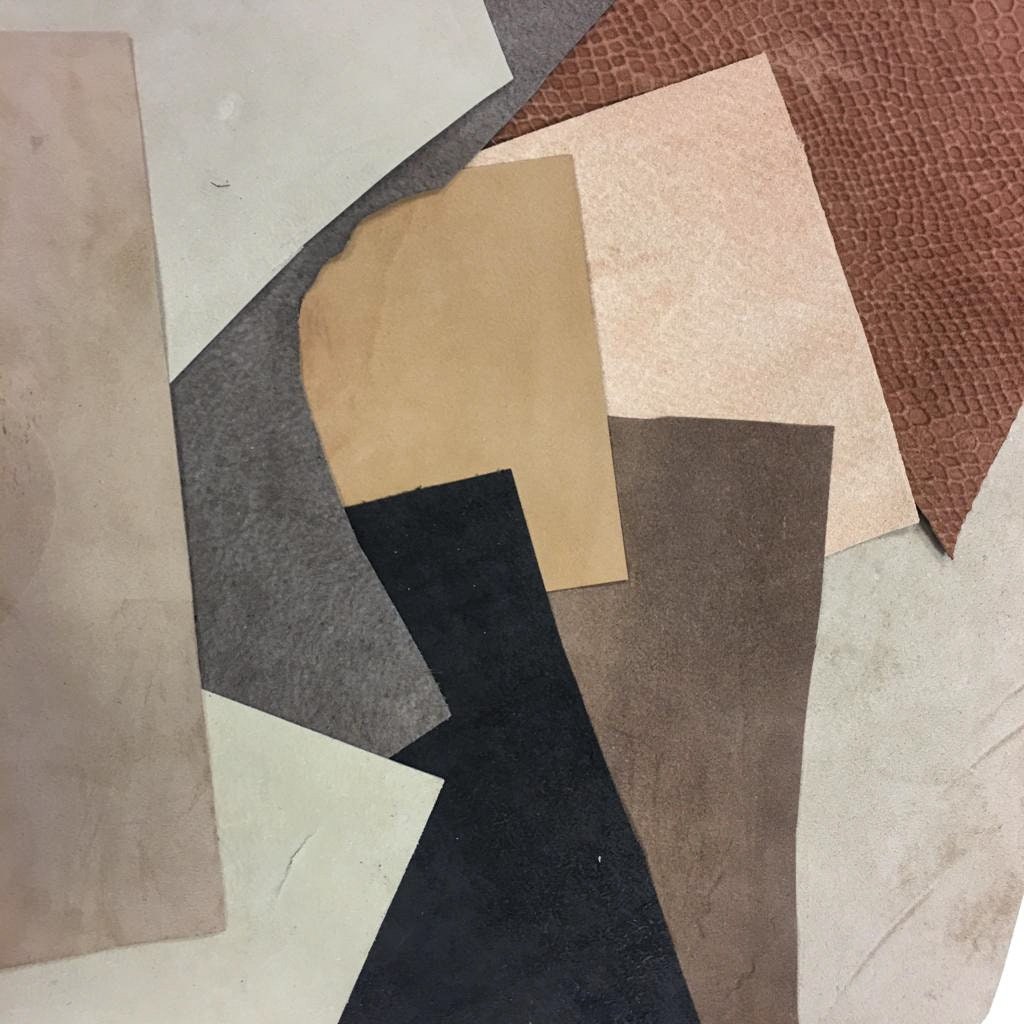 Brown Lambskin Scrap Mix Of Different Print Texture Metallic Gold Renmants