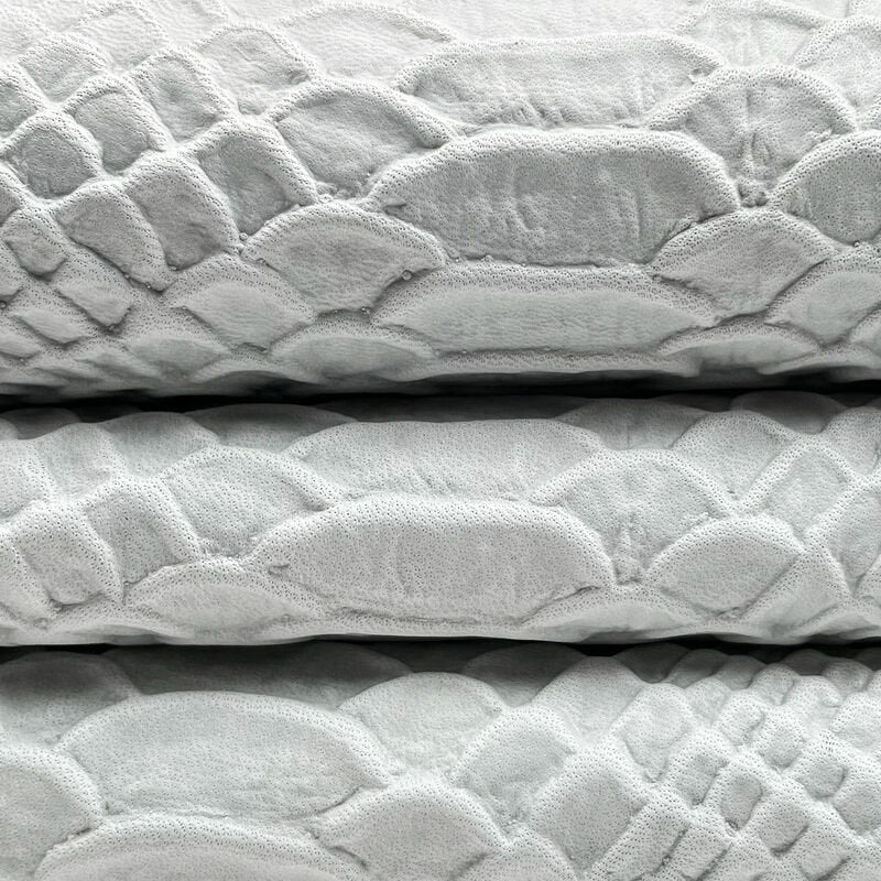 White Grayish Lambskin Leather With Snake Print 1.1mm//2.75oz Brich Snake 1187