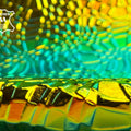3D Holographic Shiny Lambskin Leather With Print 0.6mm/1.5oz / GREEN HOLO 1449