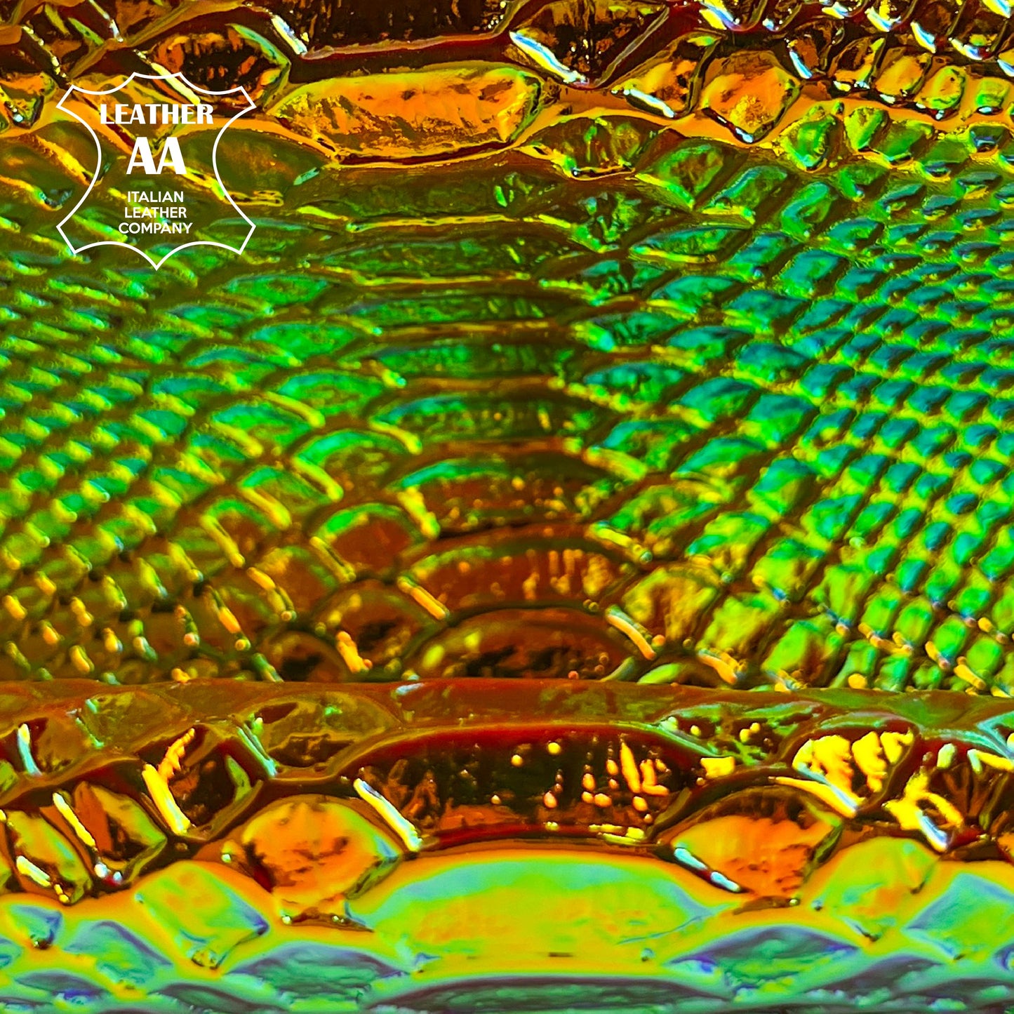 Metallic Holographic Lambskin With Snake Print 1.1mm/2.75oz Yellow HOLO SNAKE 1461