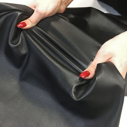 Black Stretch Leather For Legging, Pencil Skirt, Elastic Cotton Layer 269 / 0.6mm/1.5oz