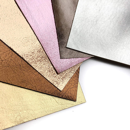 Metallic Lambskin 5x5in Scraps 6 pcs - Silver, Gold, Bronze, Pink / 0.7-1.0 mm/1.75-2.5oz