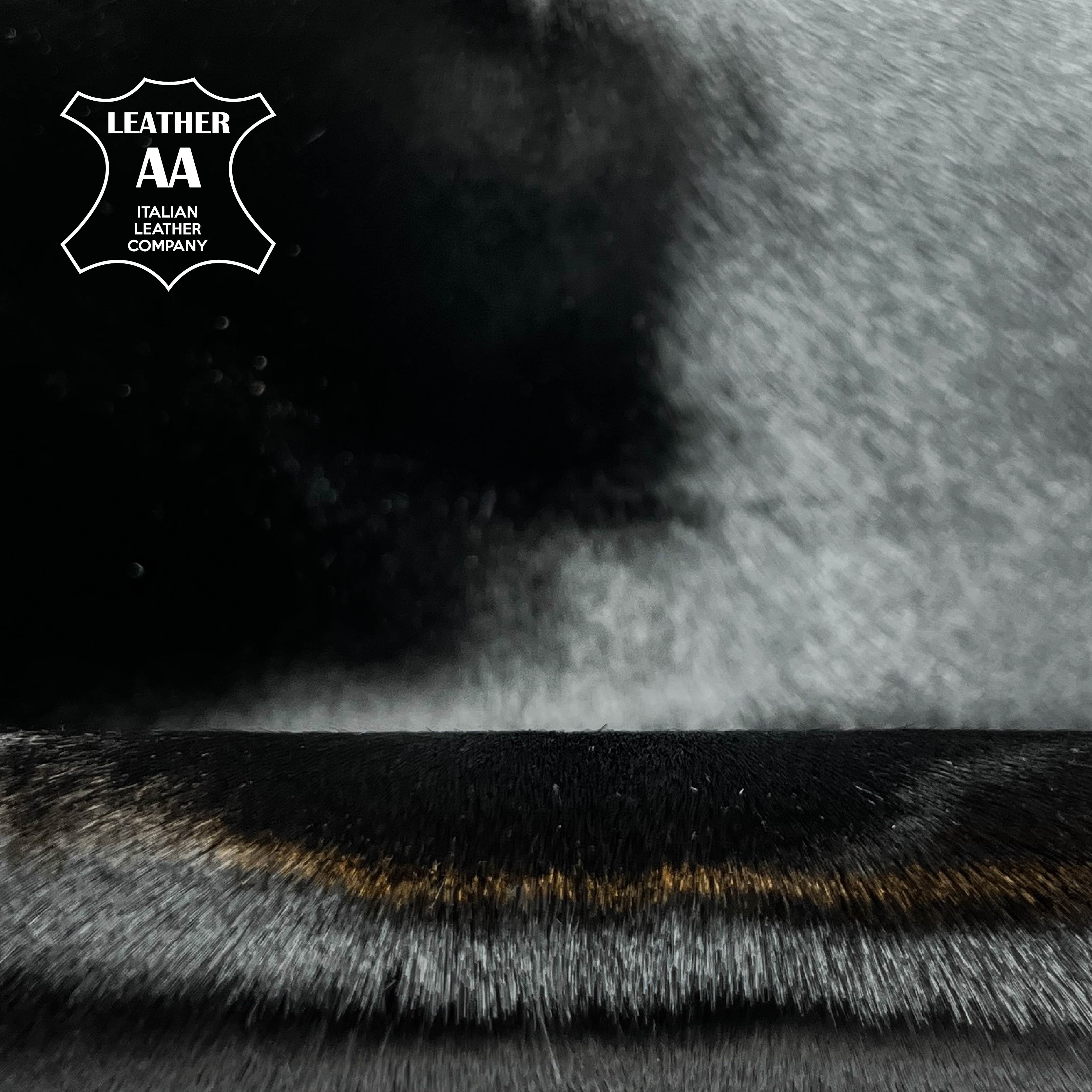 Deep Black Pony Leather Fur Hides 1.-1.1mm/2.25 - 2.75oz BLACK PONY 1515
