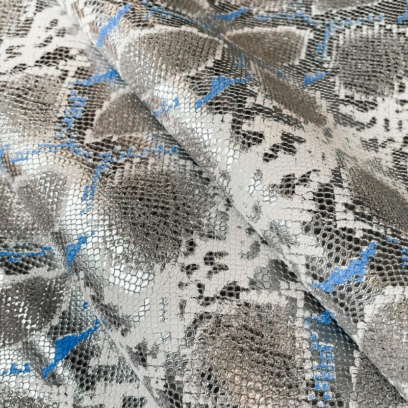 White Snake Print Lambskin With Silver And Blue 0.9mm/2.25oz / ONTARIO SNAKE 1091