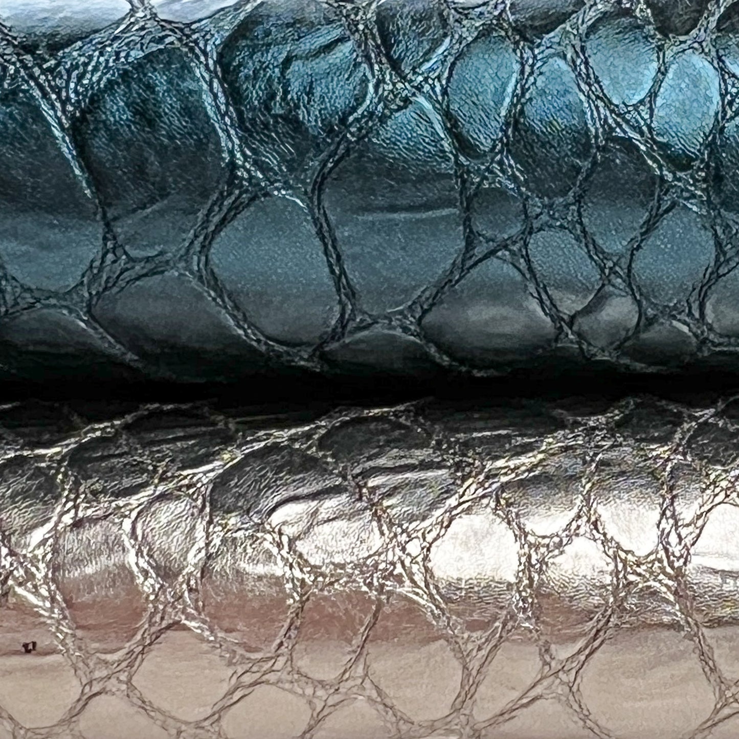 Light Gold And Teal Blue Metallic Lambskin 1mm/2.5oz TEAL & GOLD REPTILE 1505