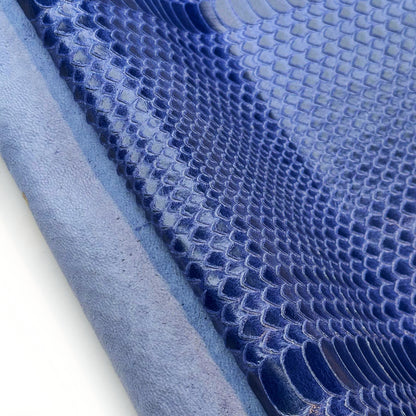 Blue Lambskin Leather With Laser Cut Snake Print 0.8mm/2oz Blue Snake 1618