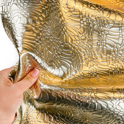 3D Light Gold Metallic Lambskin With Embossed Print 0.7mm/1.75oz LIGHT GOLD 1467