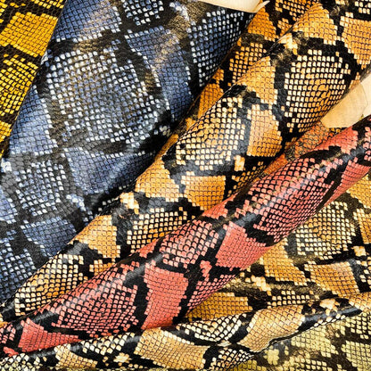 Bright Summer Rainbow Color Choice of Snake Print Lambskin 0.9mm/2.25oz / CLASSIC SNAKE Mix 1366