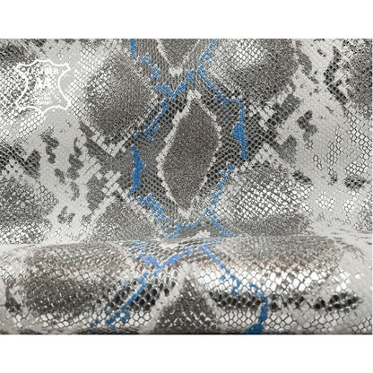 White Snake Print Lambskin With Silver And Blue 0.9mm/2.25oz / ONTARIO SNAKE 1091