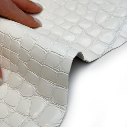 White Patent Lambskin With Crocodile Print 1.1-1.2mm WHITE CROCO 1589
