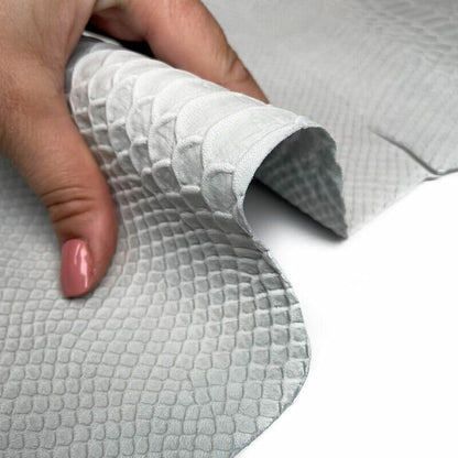 White Grayish Lambskin Leather With Snake Print 1.1mm//2.75oz Brich Snake 1187