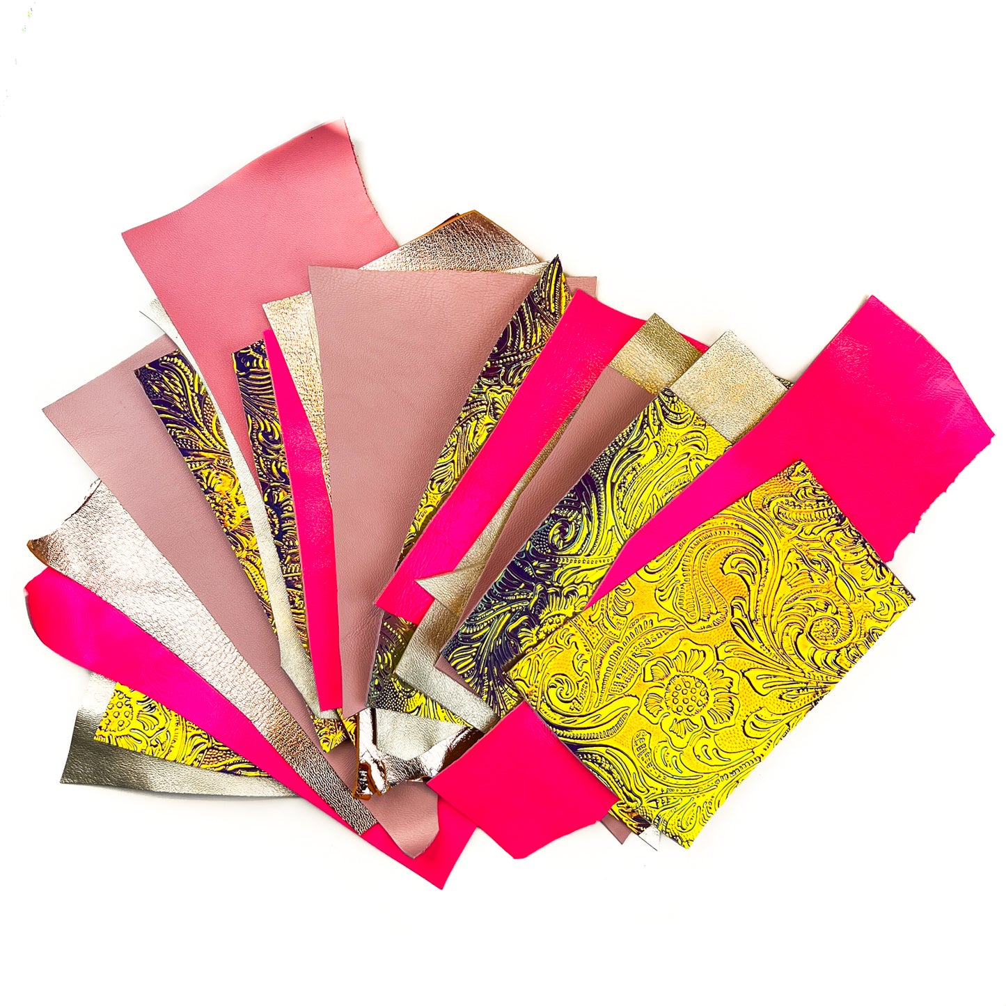 Neon Pink Barbie Holographic Gold Rose Gold Pastel Pink Scraps / All Size Pre-cut DIY Sample Mix