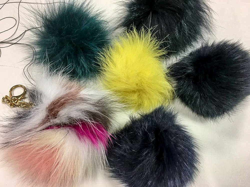 Real Fox Fur Pom Pom Large Keychains Handbag Charm Mix Color