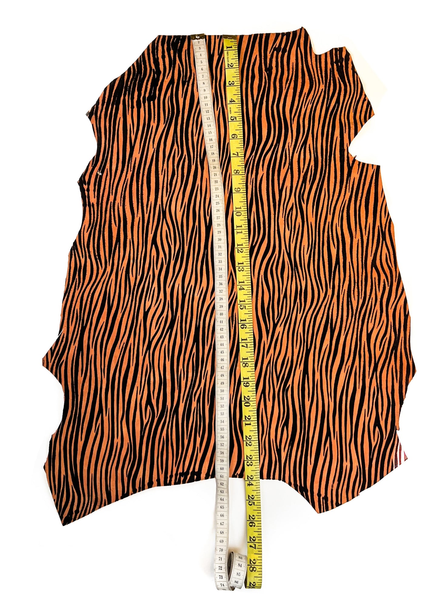 Orange Zebra Lambskin Suede With Zebra Print 0.8-1.2mm/2-3oz
