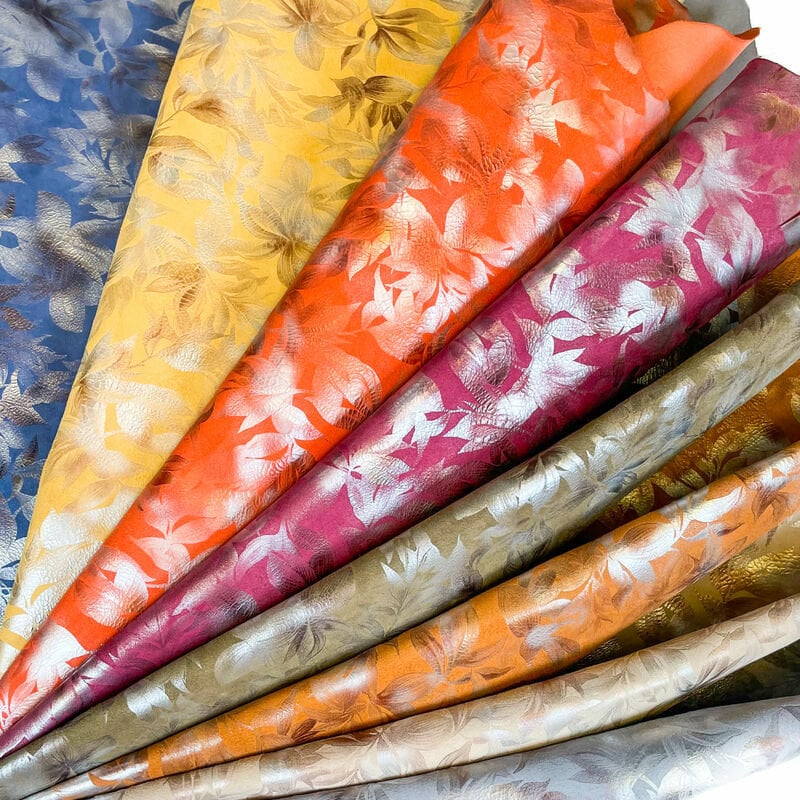 Colorful Flower Lambskin Leather 0.5-0.6mm-2.25-2.5oz / SPRING FLOWERS 1258