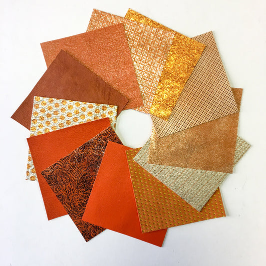 Orange Mix Shades 5x5in Genuine Leather  4 or 8 mix pcs